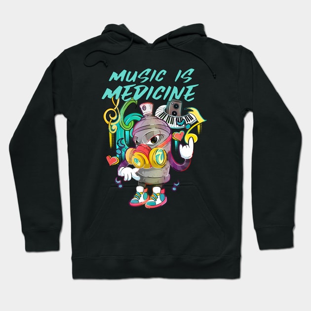 Cartoon music Graffiti Hoodie by Trendy Black Sheep